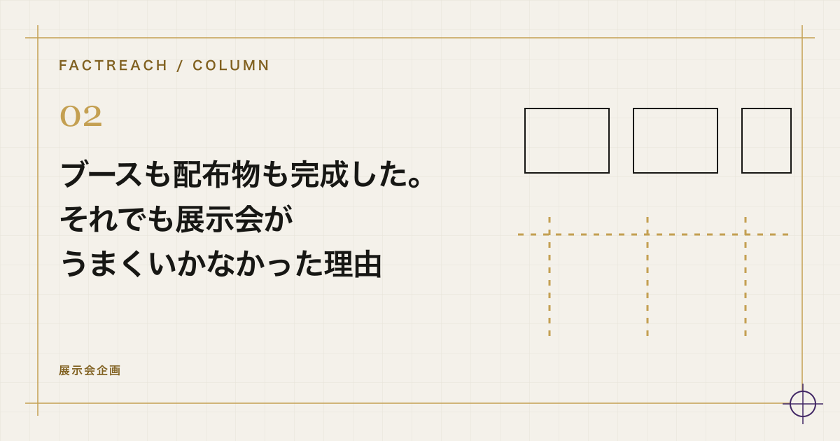 ブースも配布物も完成した。それでも展示会がうまくいかなかった理由をテーマにした設計図風の模式図